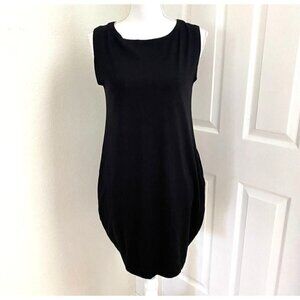 Haute Black Sheath Tulip Dress Sleeveless 2 Pockets Spandex Blend Size Small  B9